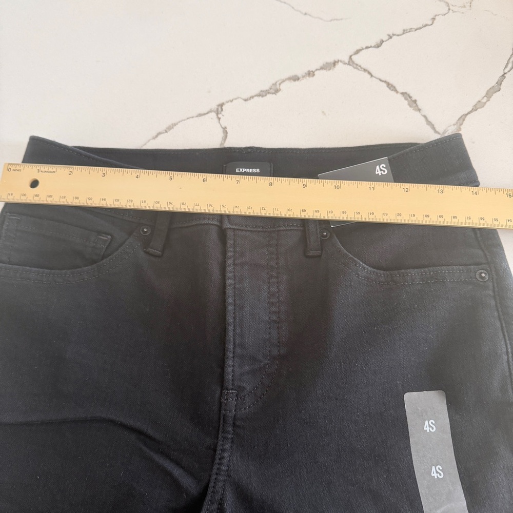 EXPRESS Skyscraper Mid Rise Stay Black Jeans Size 4 Short 4S - Picture 8 of 15